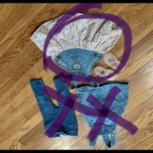 Skirt overalls with floral pattern